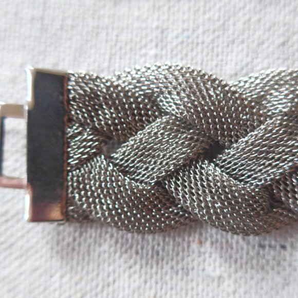 Braided Mesh Silvertone Bracelet - Picture 9 of 9